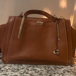 Authentic Coach Tan Leather Satchel with Silver Accents